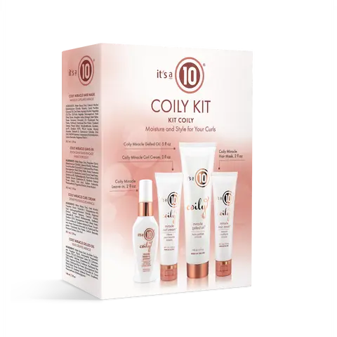 It's a 10 Haircare Miracle Coily Trial Kit - Includes Conditioner, Shampoo, Gel & Cream for Coily & Curly Hair Types