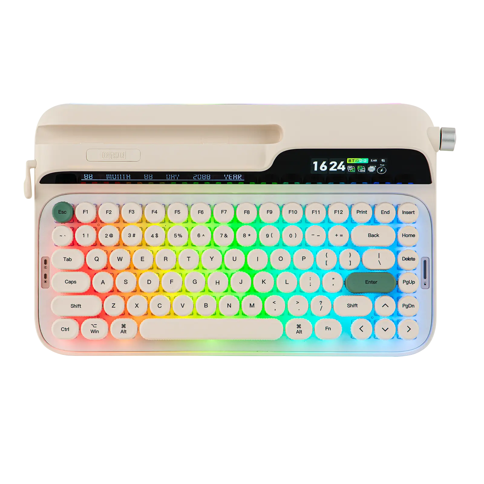 EPOMAKER Glyph 75% Classic Lighted Mechanical Keyboard - Wireless Aluminum Keyboard with TFT Screen, Knob, Lever, Round PBT Keycaps, Hot Swap RGB, Custom Software, Top-Mount, Wrist Rest for PC/MAC/Android