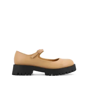 KAMIE LUG SOLE MARY JANE FLATS - Tan PU