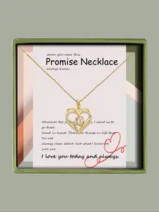 Heart Shaped Pendant Necklace with Box, Rhinestone Decor Necklace for Women for Gift, Elegant All-match Fashion Accessories for Daily Wear