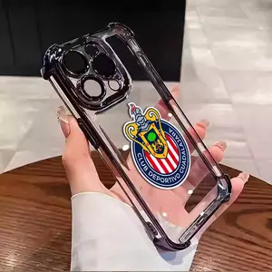 Football Fans Soccer Club Chivas Pattern Suitable For Aesthetic Electroplated TPU Casing For iphone 17 16 15 14 13 12 11 X XS PRO PLUS MAX AIR L1710 Four Corners Anti-Fall Transparent Casual Soft Silicone Phone Cases Perfect Gift For Birthday
