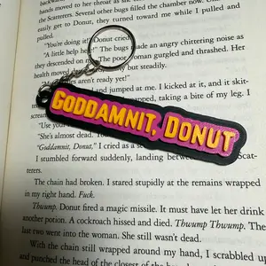 "Goddamnit, Donut" DCC Inspired Keychain | Dungeon Crawler Carl Fan Gift | 3D Printed RPG Accessory | Funny Fantasy Reader Keychain