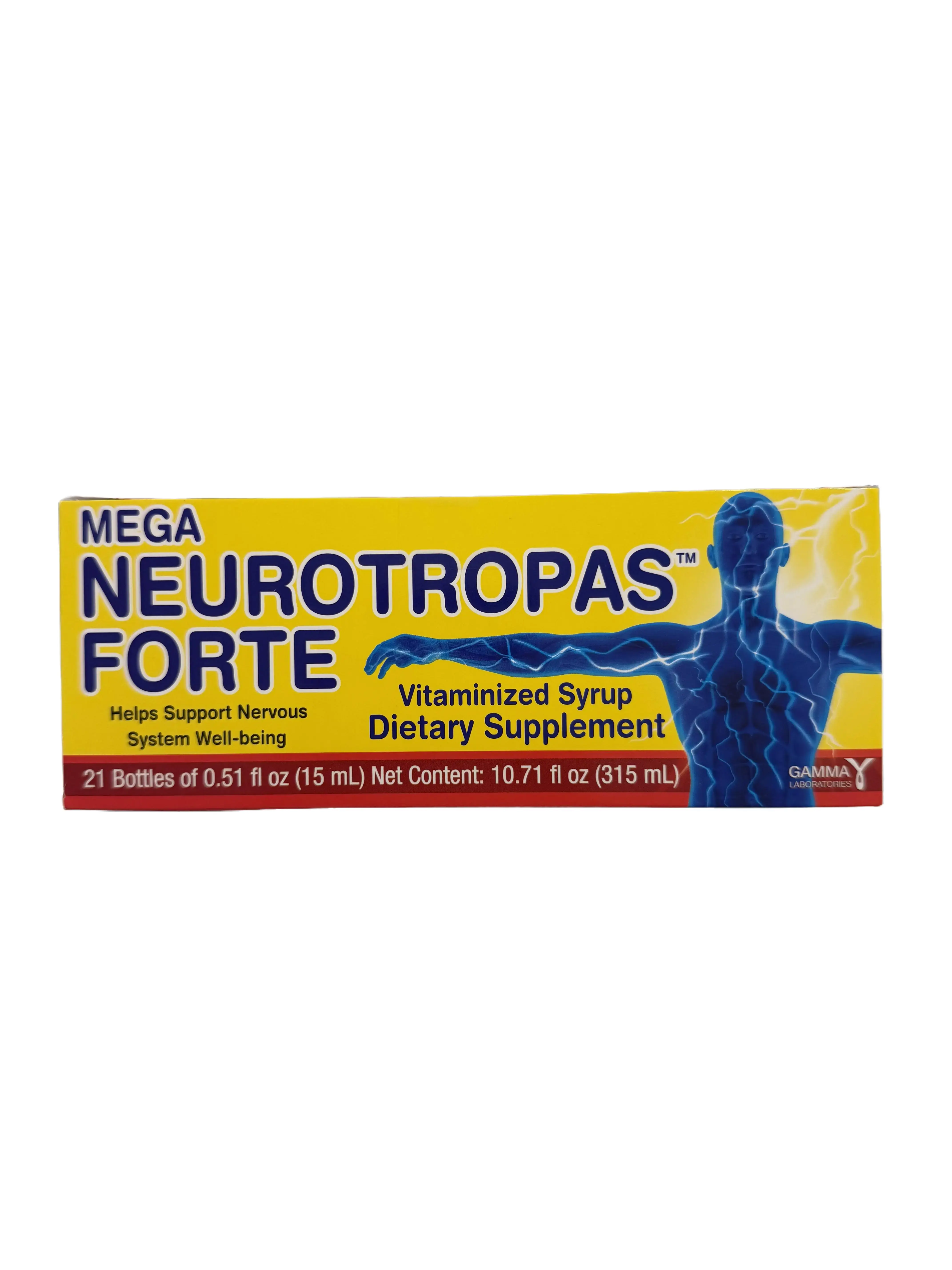 Mega NeuroTropas Forte Vitaminized Syrup Dietary Supplement, Edible Support for Nervous System Well-being, 21 x 15mL Bottles (Health & Nutrition Wellness Vitamin Supplement)