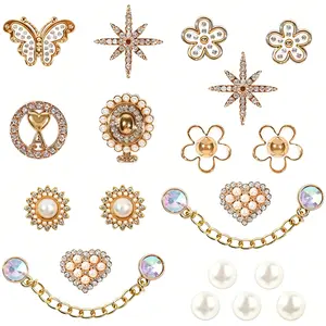 20 Pcs Shoe Charms Chains Accessories for Women Flower Pearl Clog DIY Shoe Decoration Charms Rhinestone Shoes Charms Chains Bling Cute Decor for Party Birthday Favor