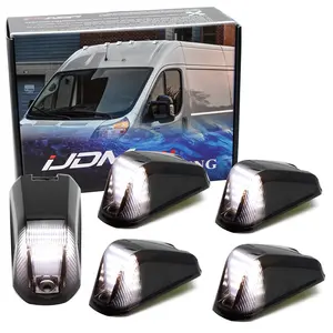 iJDMTOY 5pc Set Black-Out Smoked Lens Xenon White Full LED Front Cab Roof Clearance Marker Lamps For 2014-2023 Dodge RAM ProMaster 1500 2500 3500 Cargo RV Van