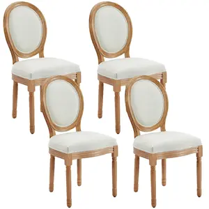 Dining Chairs Set of 2/4/6, Tall Back Side Chair, Vintage Dining Room Chairs with Round Back,Fabric Or PU artificial leather Dining Chair,Solid Wood Legs,For Kitchen and Dining Room dinning chair