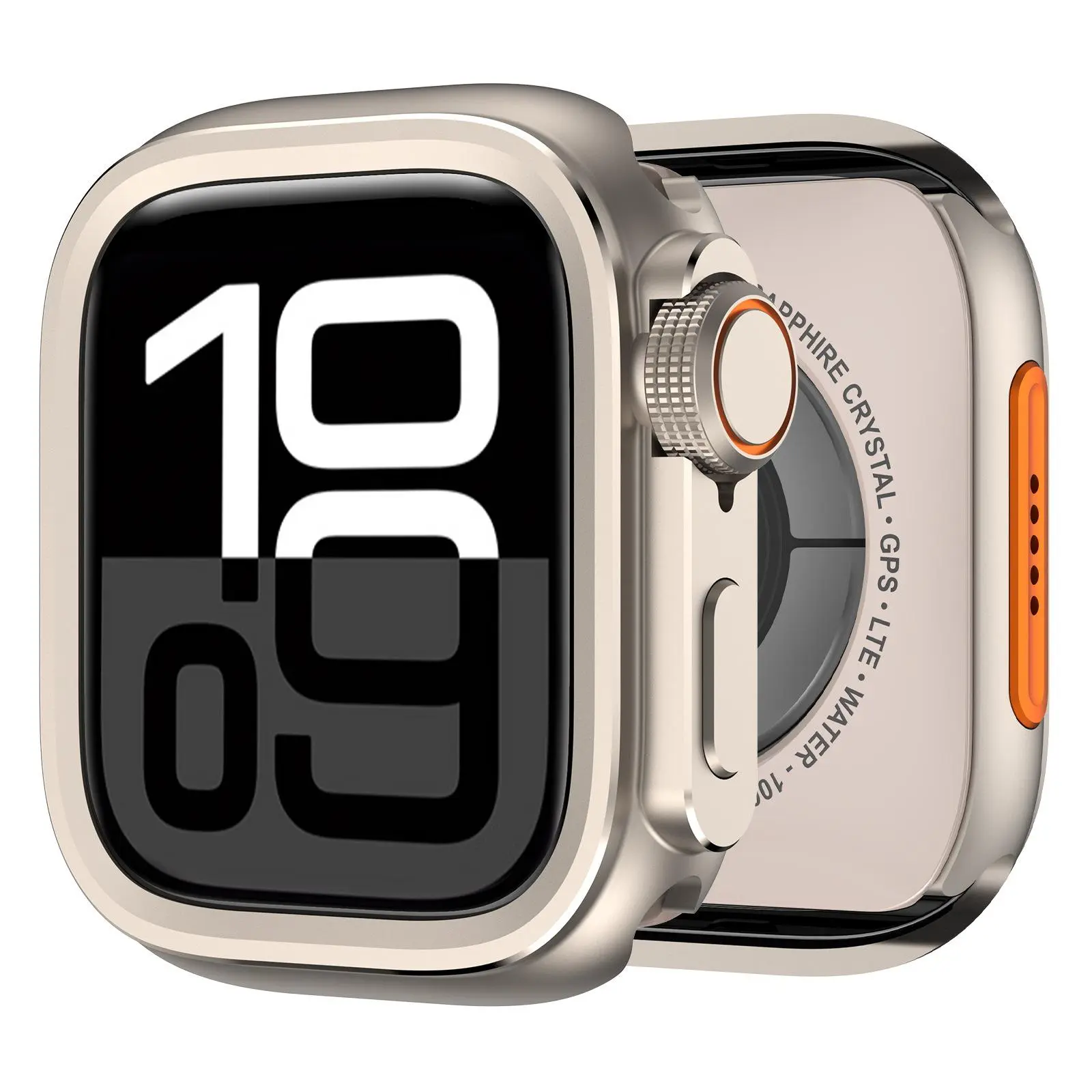 Rugged Shockproof Turn-To-Ultra Metal Watch Case with Front & Back Cover, Titanium Frame Protection, Multi-Size Stylish Tech Accessory, Converts 44mm/45mm/46mm/49mm to Ultra Look, Compatible with 49mm Smart Watch Wearable Accessories