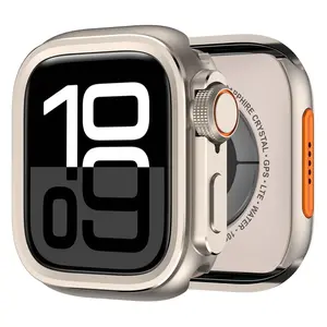 Turn-To-Ultra Metal Watch Case with Front & Back Cover Compatible with Apple Watch 44mm,45mm, 46mm, 49mm, Turn 44/45/46mm into Ultra Look, Rugged Shockproof Protector with Back/Titanium Frame