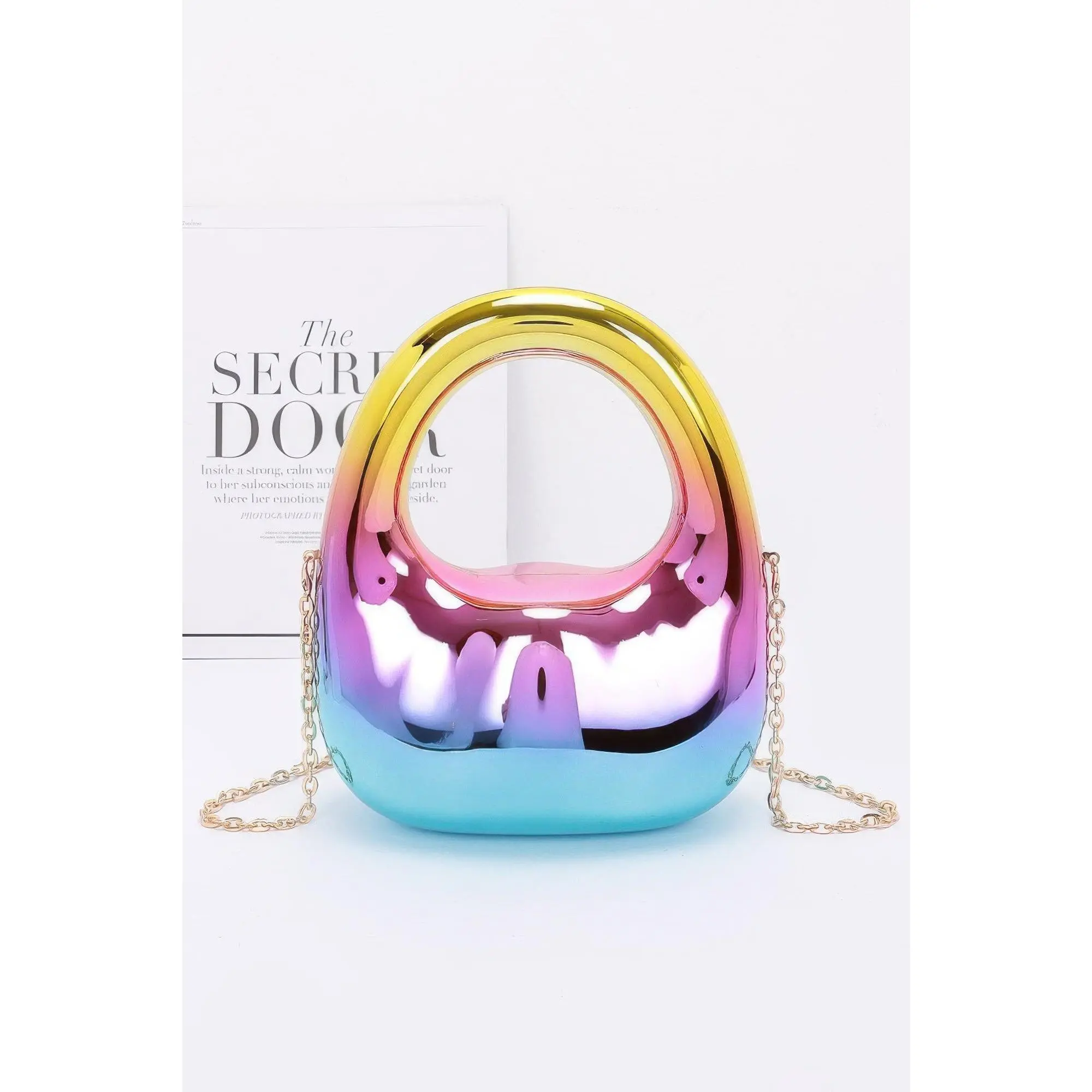 Women's Modern Acrylic Handbag, Structured Statement Clutch with a Metallic Finish, Top Handle Bag for Party & Events, Chic, Silver, Geometric, Synthetic, Compact Carry, Evening, Durable Acrylic, Mixed Metal, Gold, Multicolor, Lightweight