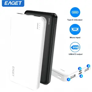 EAGET Portable Charger, 10000mAh 5V/3A Power Bank.USB C Input and Output High-Speed ChargingBattery Pack, External Mobile Phone Power Bank for iP15 for SamSung S22 S21 Google for iPad and other forAndroid devices (Black, White)