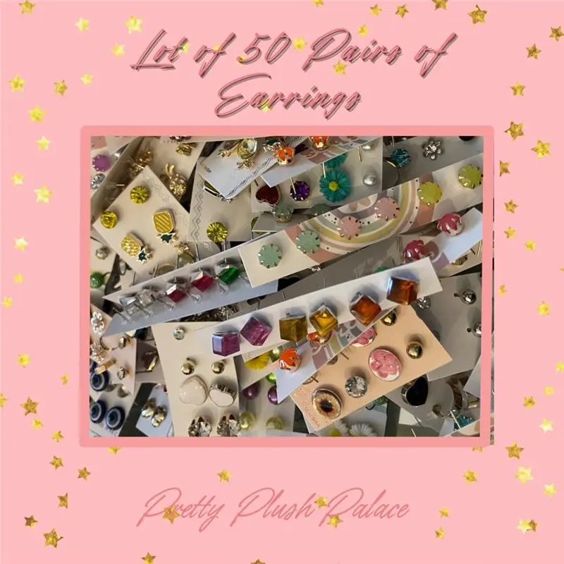 Wholesale Lot of 50 Pairs of Assorted Stud Earrings New Bling Glam