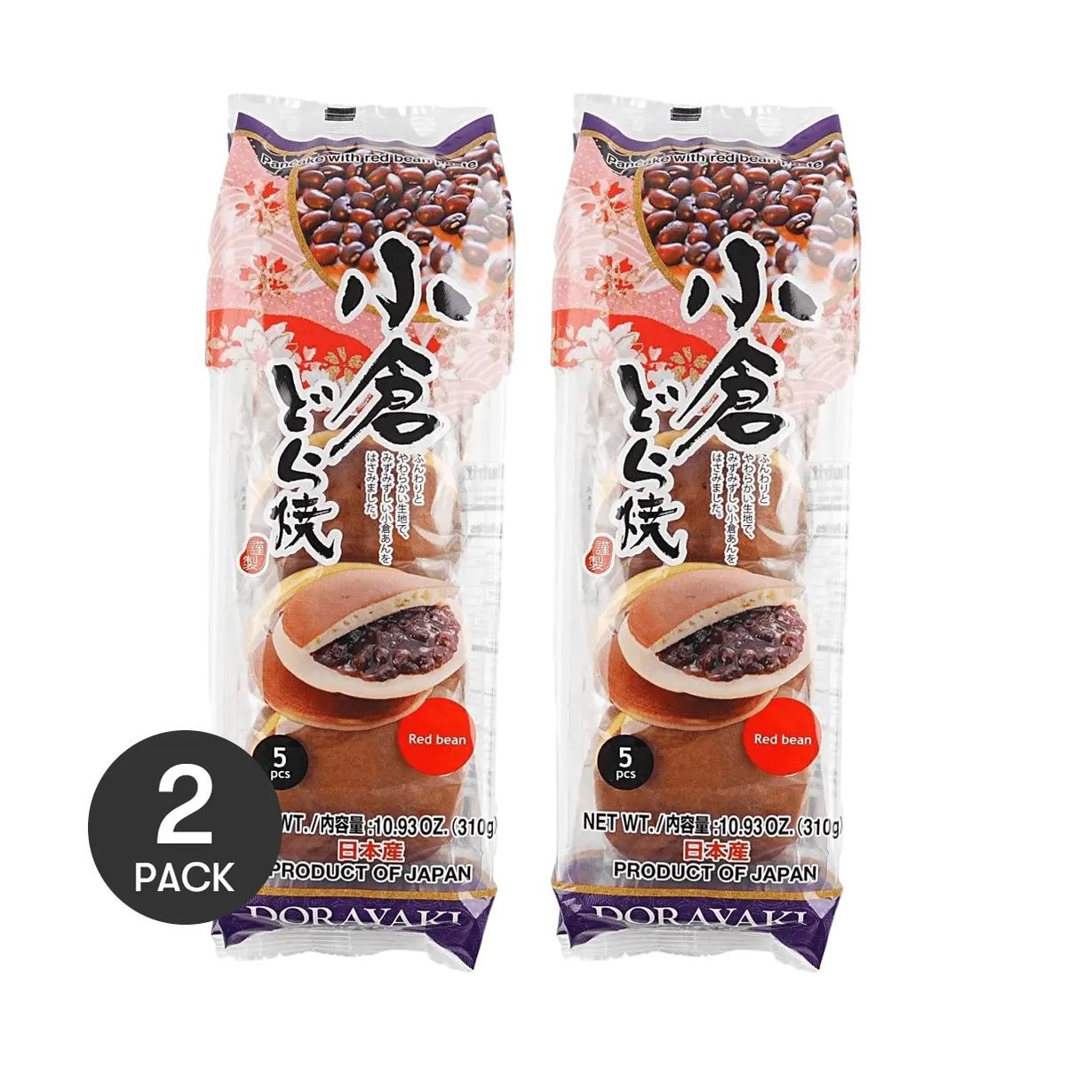 2 Pack SHIMIZU Japanese Red Bean Dorayaki 310g - Authentic Ogura Anko Sweet Pancakes