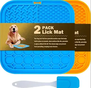 Lick Mat for Dogs 2 PCS - Anxiety Relief Lick Pad with Suction Cups for Peanut Butter Treats, Yogurt & Pets Bathing, Grooming, Training & Calming