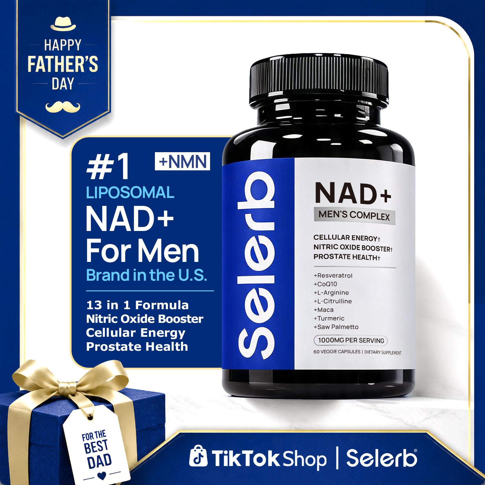 Selerb NAD+ Supplement for Men with NMN - Liposomal Complex with Trans-Resveratrol, CoQ10, Maca & Ashwagandha - Supports Cellular Renewal, Energy & Performance - 60 Capsules Dietary Healthcare Vitamins