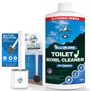 RV Toilet Bowl Cleaner with Easy Squirt Top – 5X Stronger Stain & Odor Eliminator – Sensor-Safe, Septic-Safe, Strong Formula (32 oz Bottle and Rv Brush)
