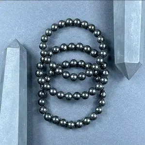 Natural Shungite 6mm Beads Healing Balance Meditation Stretchy Life EMF Radiation Protection Women Men Crystal 7'' Handmade Bracelet Gifts