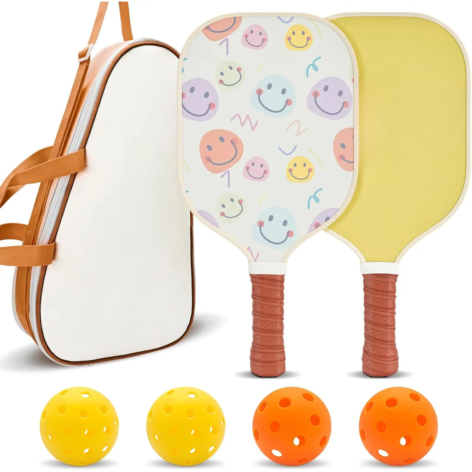 Pickleball Paddles, USAPA Approved Cute Pickleball Paddles Set of 2, Polypropylene  Core, Fiberglass Pickleball Set with 2 Pickleball Rackets, 4 Balls, 1 Bag for Women