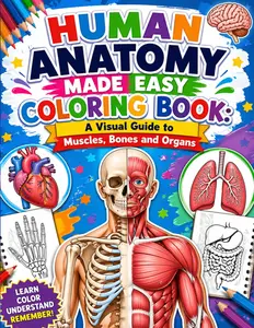 Human Anatomy Made Easy Coloring Book: A Visual Guide to Muscles, Bones and Organs: Learn and remember human anatomy faster through fun and relaxing coloring