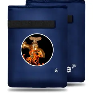 Outdoor Faucet Covers for Winter Freeze Protection, Outside Hose Bib Cover Insulated Socks, Oxford Fabric Water Spigot Covers Blue 2 count