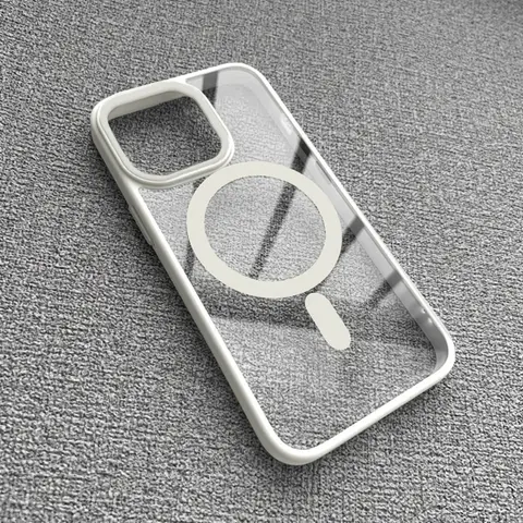 Ultra-Transparent Magnetic TPU Round Soft Shell Smartphone Case - Built-In Magnet, Protective Cellphone Accessory for iPhone X,XS,11,12,13,14,15,16 Pro Max Plus,17 Pro Max,Air - Handheld Protection, Ideal Gift (Black,White,Gray,Pink,Blue)