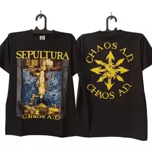 [SALE UP TO 50%] Sepultura Chaos Band Tshirt, Graphic 2 Side Black Unisex Tshirt Reprint S-5XL