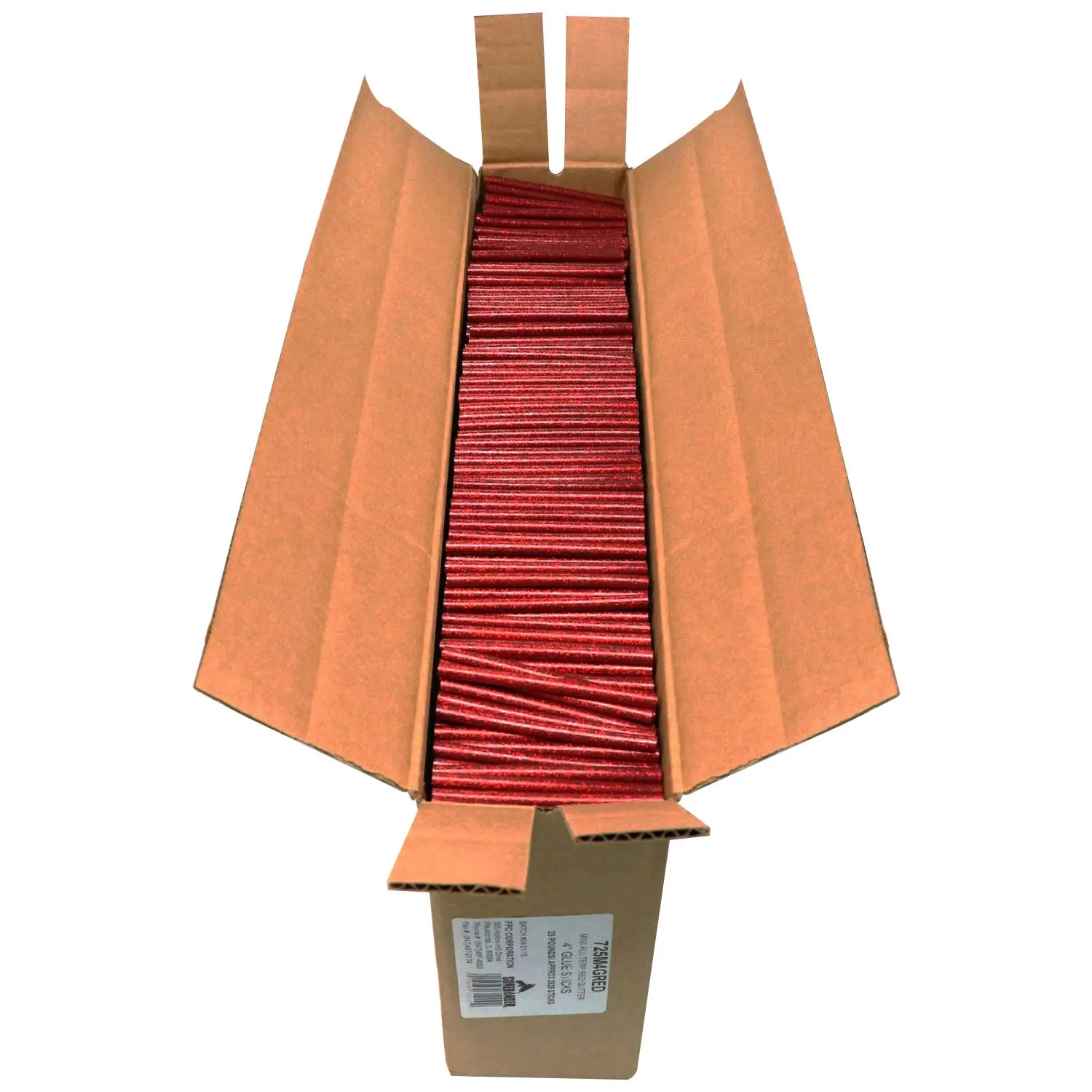 Glitter Stik 4" Mini Size Red Glitter Hot Glue Sticks – 25 lb box