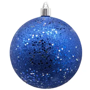 4.75" (120mm) Commercial Shatterproof Ball Ornament - Dark Blue Glitz