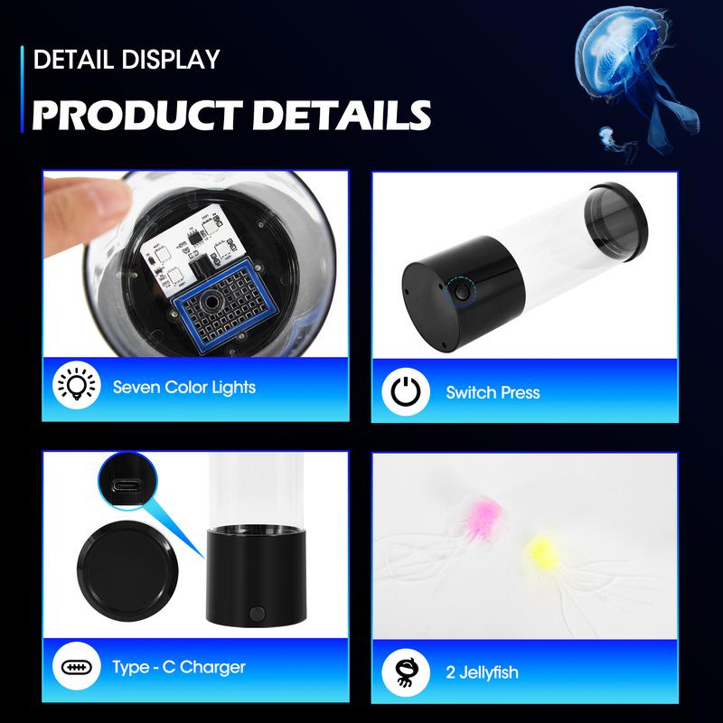 Portable Jellyfish Lamp Multipurpose 7 Color Changing LED Ambient Light with Remote Control & USB Cable for Home Office Bedroom Decor Ideal Gift