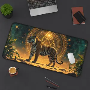 Mystic Tiger Mandala Desk Mat | Large Gaming Mouse Pad