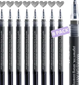 White Paint Pen Acrylic Marker: 8 Pack 0.7mm White Paint Marker for Black Paper, Metal, Wood, Plastic, Ceramic, Metallic, Rock Painting, Drawing, Extra Fine Point, Ideal for Artist & Students