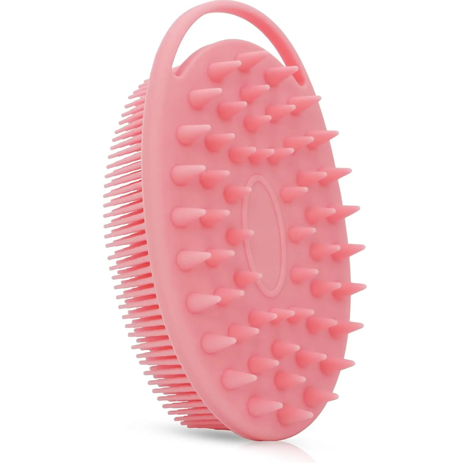 Upgrade 2 in 1 Bath and Shampoo Body Brush, Silicone Exfoliating Body Scrubber for Use in Shower, Premium Silicone Loofah, Head Scrubber, Scalp Massager, Easy to Clean (1PC Pink) WETANG