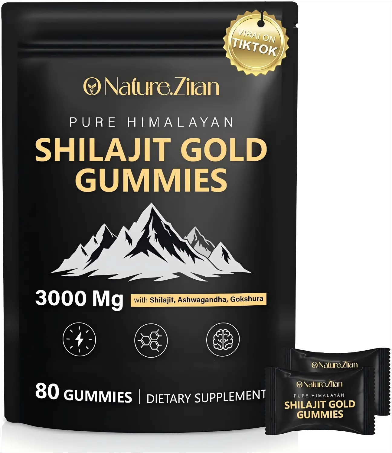 Himalayan Shilajit Resin Gummies - 80 Count, Naturally Derived Ashwagandha Supplements for Active Men, Sugar-Free Energy Boost & Metabolism Support, Vegan Holiday Fitness Gift