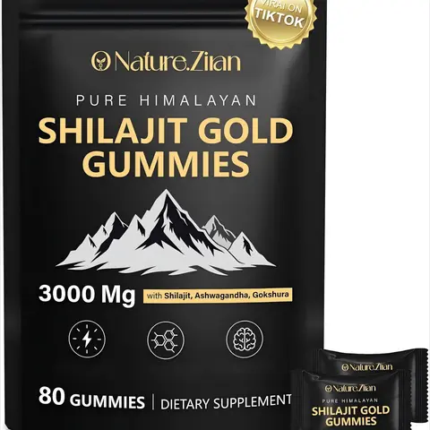 Himalayan Shilajit Gold-Grade Resin Gummies - 80 Count, Naturally Derived Ashwagandha Watermelon Flavor, Sugar-Free, No Artificial Color, Energy Boost, Metabolism & Immune Support, Vegan, Full Spectrum Trace Minerals, Diphenylene Olefins (o nature.ziran)