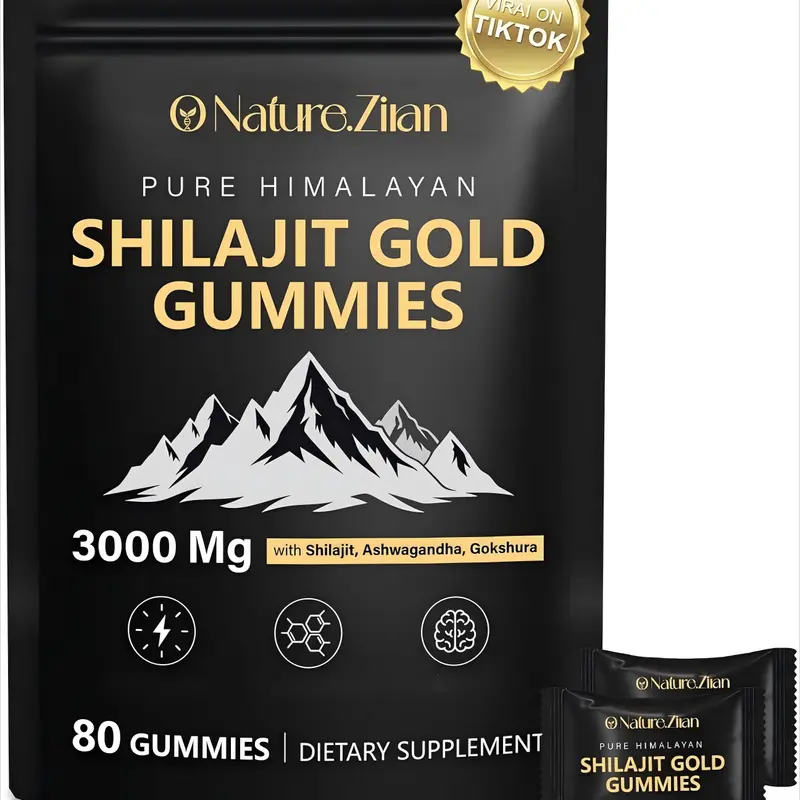 Himalayan Shilajit Gold-Grade Resin Gummies - 80 Count, Naturally Derived Ashwagandha Watermelon Flavor, Sugar-Free, No Artificial Color, Energy Boost, Metabolism & Immune Support, Vegan, Full Spectrum Trace Minerals, Diphenylene Olefins (o nature.ziran)