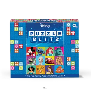 Disney Puzzle Blitz Family Fun Board Game with 100 Unique Puzzles & 4 Difficulty Levels - Ideal for Ages 8+ - Fast-Paced Tabletop Game for 2-4 Players - Enhances Problem-Solving Skills & Cognitive Abilities