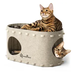 DownyPaws Cat Cave Castles for Indoor Cats, Pet Cat House for Multiple & Large Cats Up to 22 Lbs, Scratch Resistant Peekaboo Cat Caves, Foldable Cat Hideaway Enclosed Bed, PeekaPurr