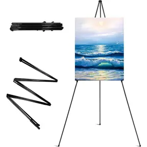 PAINT & DISPLAY ANYWHERE IN 10 SEC! Metal Tripod Easel Stand | Adjustable Foldable Lightweight Easel for Painting Wedding Sign Poster | Compact Artist Must Have On The Go