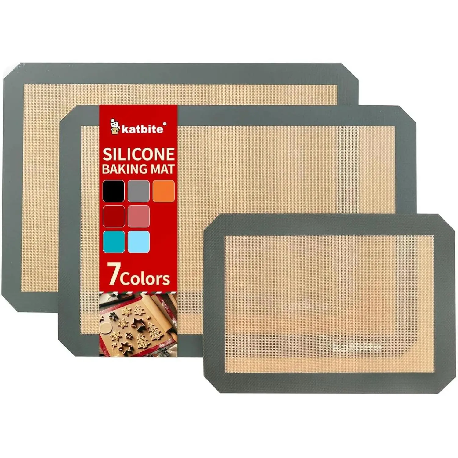 Silicone Baking Mat,Large Baking Mat Set of 3-2 Half Sheets Mats (11 5/8" x 16 1/2") + 1 Quarter Baking Sheets, Reusable & Nonstick Bakeware Mats for Cookies, Macarons, Bread and Pastry