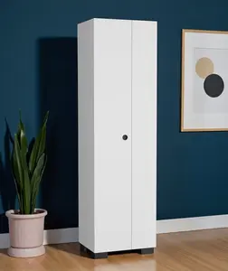 HomeRoots 552279 71 in. White Wood 2 Door Utility Cabinet