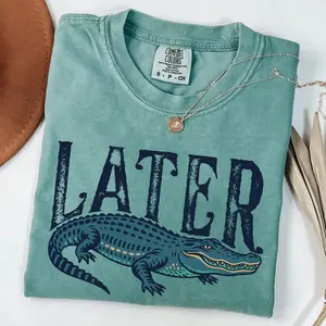 Comfort Colors Later Gator Vintage 90s T-Shirt, Vintage Style Shirt Top shirt Summer, Retro Funny Graphic Alligator Tee, Gifts for Him or Her, Casual Streetwear Top