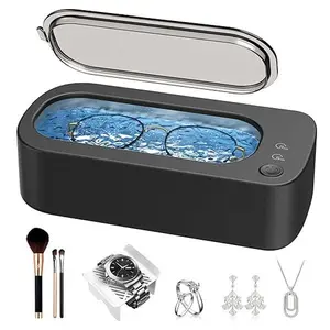 Ultrasonic Jewelry Cleaner Machine 304 Stainless Steel Tank Sonic Cleaning Device for Eyeglasses Rings Watch Bands Dentures Retainers Coins Makeup Tools and Small Metal Parts Home and Travel Use
