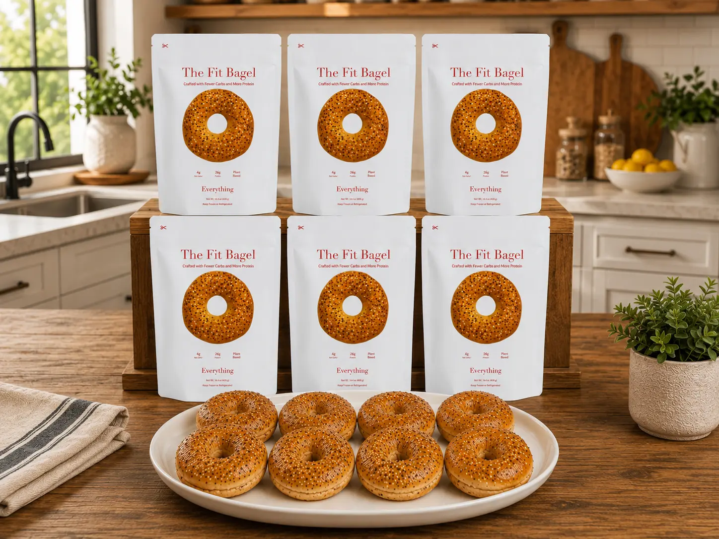 Everything Fiber-Rich Frozen Dairy-Free Garlic Food Fit Bagel (6 Bags)