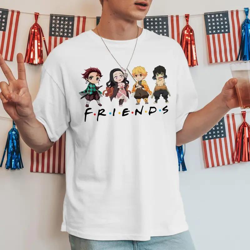 Demon Slayer Anime Tshirt for Men and Women Anime Lover Graphic Tee Fitted Knit Fabric Streetwear Top Anime Manga Nezuko Kamado Gift