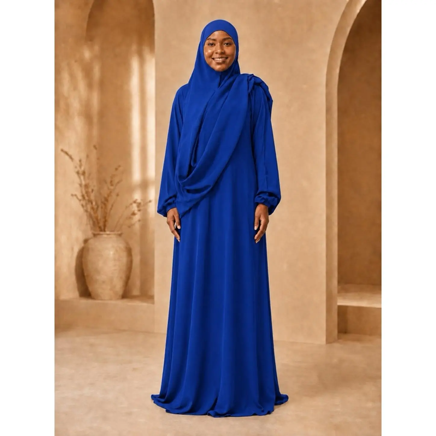 Royal Blue Islamic Prayer Set - Elegant Two-Piece Khimar & Maxi Skirt - Sizes 58, 56, 54 - Modest & Comfortable for Daily Salah, Mosque Visits, Ramadan, Umrah, Hajj
