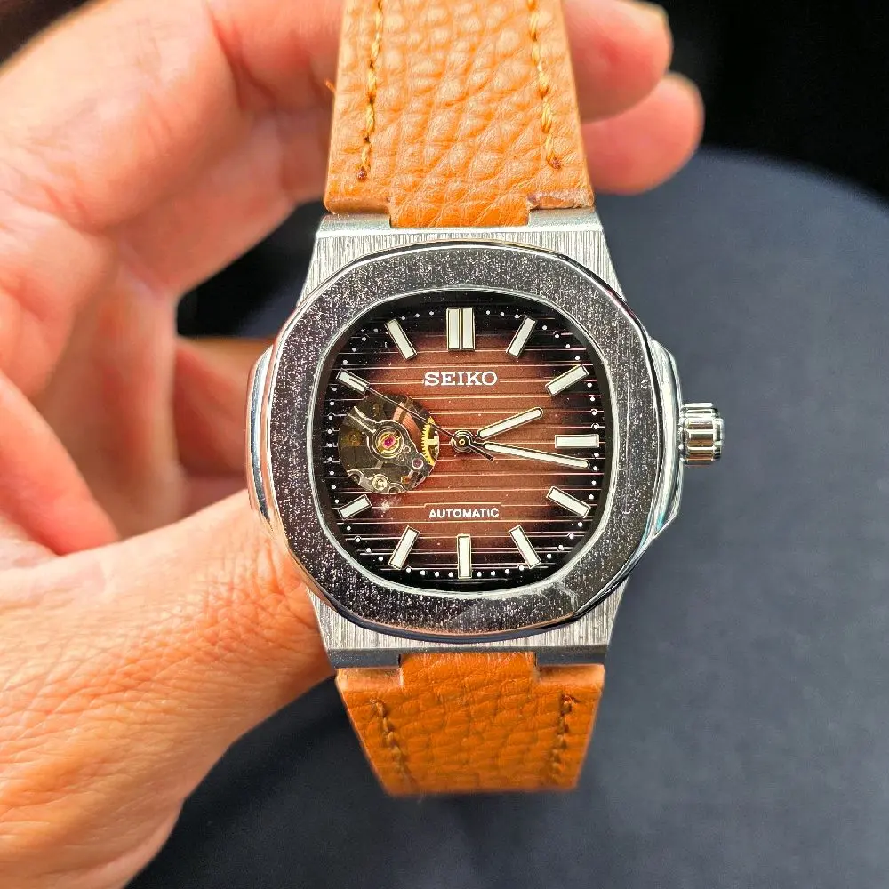 Handmade Round Face Automatic Mechanical Couple Watch with Mineral Glass - Fashion Accessory for Enthusiasts