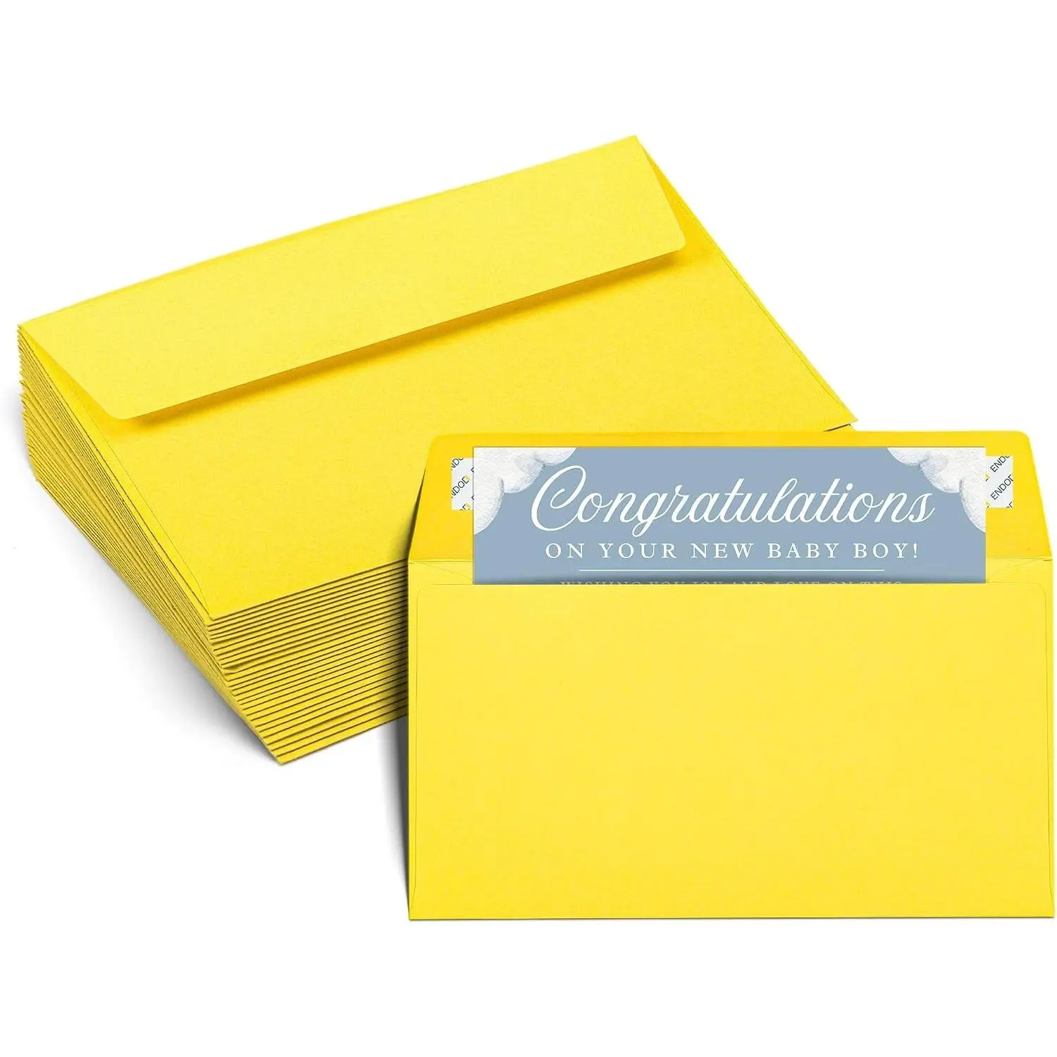 #6 3/4 Lemon Yellow Envelopes Self Seal, 50/pack, Colored Envelopes Letter Size 6 1/2 x 3 5/8 inch, Business Envelopes for Cards, Invitations, Postcards, Gifts - 32lb Heavyweight Paper