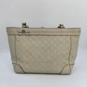 Pre-owned GUCCI Leather Tote Bags Light Beige Guccissima Small Mayfair Bow Tote JV00169 NO2