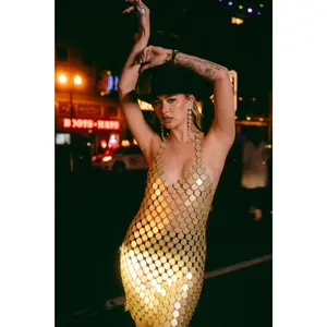 Downtown Disco Dress in Gold