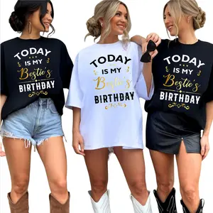 Made In USA, (Sold Individually) Today Is My Besties Birthday Happy Birthday Party T Shirt, Celebration Graphic Apparel, Funny Festive Outfit, Best Friend Surprise Theme Top, BFF Matching Clothing, Gift For Her Him