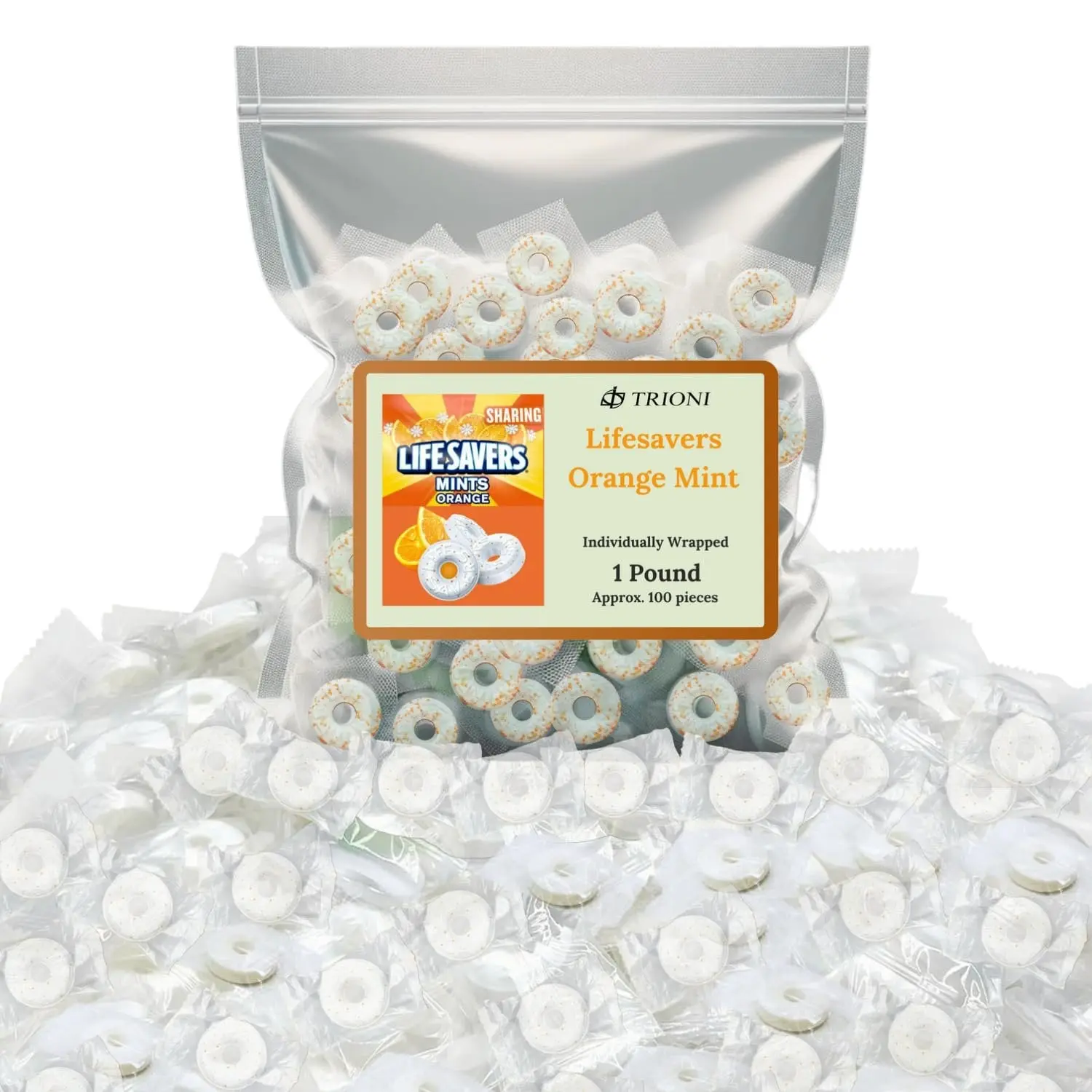 Life Savers Orange Mint - Lifesavers Individually Wrapped Hard Candy (1 LB & 2 LB)